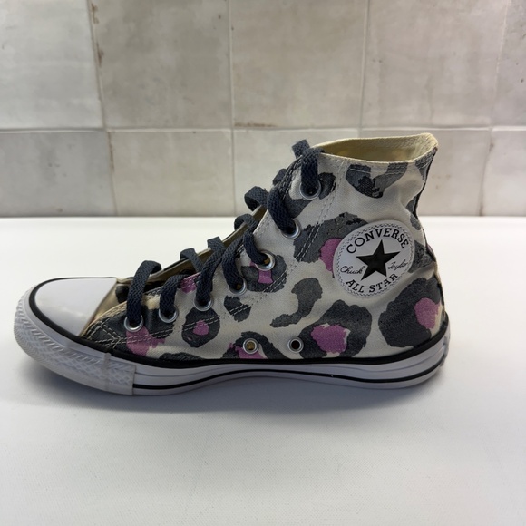 Converse All Star Chuck Taylor High Top Cheetah Pink Black Beige Womens Sz 8 - Picture 8 of 16